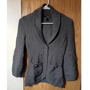 H&M XS Textured Shawl Collar Knit Cardigan Minimalist Quietlux Neutral Layering